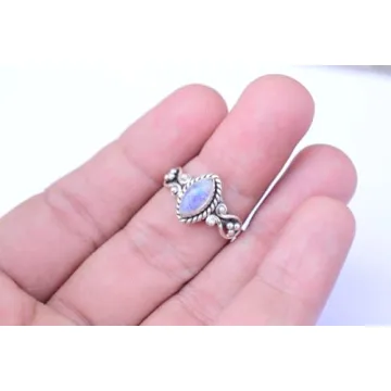 Handmade Rainbow Moonstone Ring in 925 Sterling Silver