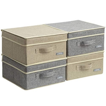 YueYue 4 Pack Small Fabric Storage Box with Lids - Elegant and Versatile Storage Solution