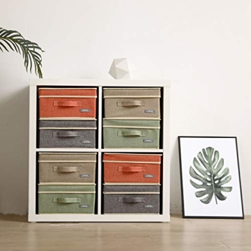 YueYue 4 Pack Small Fabric Storage Box with Lids