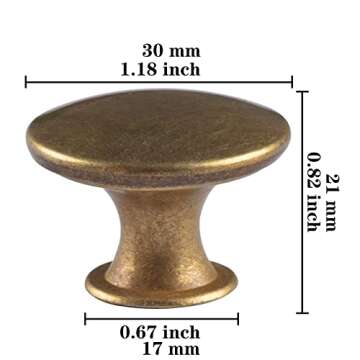 Antique Brass Kitchen Cabinet Knobs | Delicate Round Design 1.18-Inch