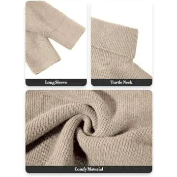 imesrun Womens Turtleneck Oversized Sweater Batwing Chunky Pullover Sweater Casual Fall Loose Knit Jumper Top Beige