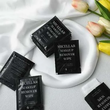 Ctosree 150 pcs Makeup Remover Wipes Bulk Individually Wrapped Makeup Wipes Single Remover Cloth Facial Cleansing Pads for Mascara Lipstick Oil Dirt Face Skin Travel Hotel(Black)