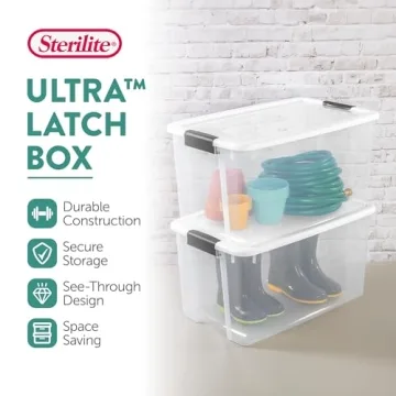 Sterilite 4-Pack Stackable Storage Bins - 70 Quart Clear Design