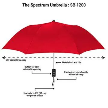 Spectrum Popular 42" Compact Travel Umbrella in 25 Colors