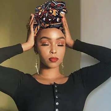 CAKURE African Head Wrap Wide Turban Head Scarfs Soft Long Headwraps Print Headband Hair Scarf for Women and Girls Pack of 1
