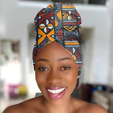 CAKURE African Head Wrap Wide Turban Head Scarfs Soft Long Headwraps Print Headband Hair Scarf for Women and Girls Pack of 1