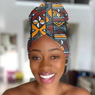 CAKURE African Head Wrap Wide Turban Head Scarfs Soft Long Headwraps Print Headband Hair Scarf for Women and Girls Pack of 1