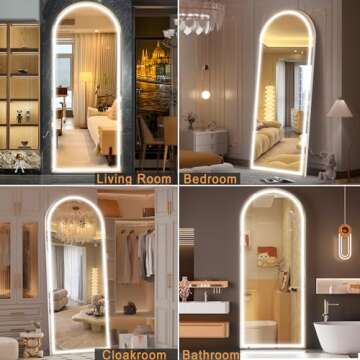 Hasipu 79" x 31" Led Mirror Full Length, Full Length Mirror with Lights Arch Design, Full Length led...