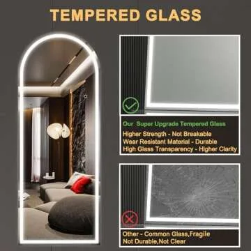 Hasipu 79" x 31" Led Mirror Full Length, Full Length Mirror with Lights Arch Design, Full Length led Mirror,Tempered Glass,Shatter-Proof, Dimming & 3 Color Modes for Bedroom Cloakroom-UL