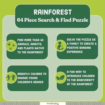 Mudpuppy Rainforest — 64 Piece Search & Find Puzzle Jigsaw Puzzle Featuring Diverse and Exotic Rainforest Animals and Over 40 Hidden Images to Find for Ages 4+