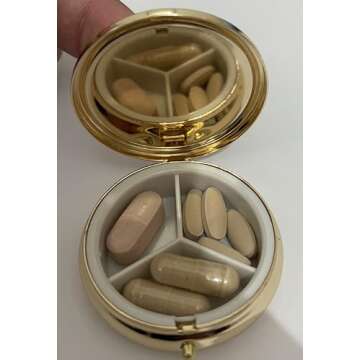 Happy Pills Pill Organizer Cute Metal Pill Case Travel Friendly Portable Compact Pill Box Pill Conta...