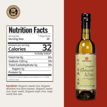 Ohsawa Genuine Mirin - Sweet Rice Seasoning Wine for Japanese Cuisine, Aged over 9 Months for Umami Flavor, Handcrafted, Non-GMO, Gluten-Free - 12.68 oz