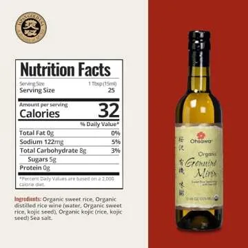 Ohsawa Genuine Mirin - Sweet Rice Seasoning Wine for Japanese Cuisine, Aged over 9 Months for Umami Flavor, Handcrafted, Non-GMO, Gluten-Free - 12.68 oz