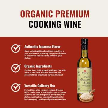 Ohsawa Genuine Mirin - Sweet Rice Seasoning Wine for Japanese Cuisine, Aged over 9 Months for Umami Flavor, Handcrafted, Non-GMO, Gluten-Free - 12.68 oz