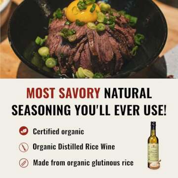 Ohsawa Genuine Mirin - Sweet Rice Seasoning Wine for Japanese Cuisine, Aged over 9 Months for Umami Flavor, Handcrafted, Non-GMO, Gluten-Free - 12.68 oz