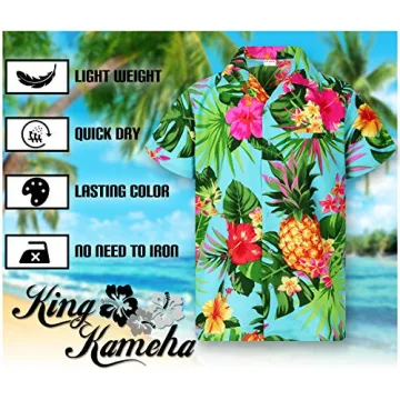 KING KAMEHA Men's Pineapple Design Summer Party Shirt