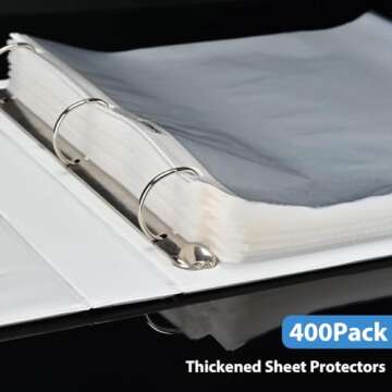 Sheet Protectors 400 Page,Page Protector 8.5" x 11" ，Upgraded Clear Plastic Page Protectors,for 3 Ring Binder, Top Loading Paper Protector with Reinforced Holes,Holds Multiple Sheets，Letter Size