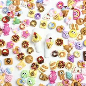 COOSLIM Kawaii Nail Charms, 150 Pcs Slime Charms Bulk, Candy Charms for Acrylic Nails, Cute Flatback Resin Charms for DIY Crafts Making, Ornament Scrapbooking 2