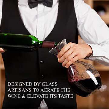 Culinaire Crystal Glass Wine Decanter White and Red Wine Decanter Artisan Wine Decanter Wine Aerator...