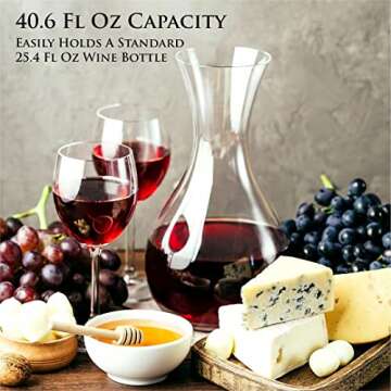 Culinaire Crystal Glass Wine Decanter White and Red Wine Decanter Artisan Wine Decanter Wine Aerator or Carafe Wine Gifts for Wine Lovers 1200ml