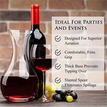 Culinaire Crystal Glass Wine Decanter White and Red Wine Decanter Artisan Wine Decanter Wine Aerator or Carafe Wine Gifts for Wine Lovers 1200ml