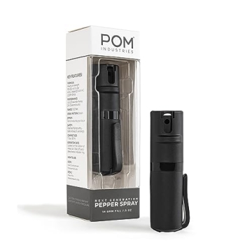 POM Pepper Spray Pocket Clip - Flip Top Safety - Maximum Strength OC Spray Self Defense - Tactical C...