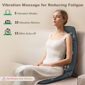 Vibration Back Massager with Heat, Massage Chair Pad with 10 Vibration Motors & 2 Heating Levels, Ch...