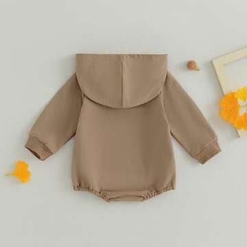 Thorn Tree Newborn Baby Boy Hooded Sweatshirt Long Sleeve Solid Romper Infant Baby Fall Winter Onesie Outfits