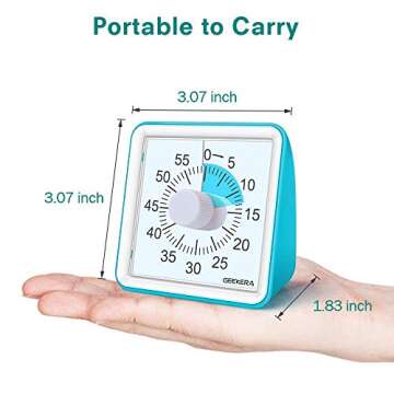 GEEKERA Visual Timer for Kids, Countdown Ticking Clock, 60 Minute Quiet Analog Keeper Timer for School Classroom Teaching Meeting Cooking, Time Management Tool for Children and Adults Gifts