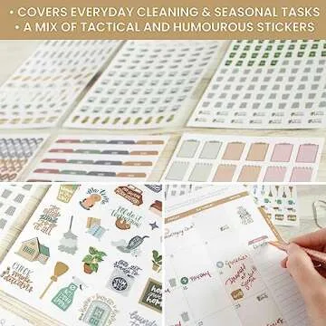 bloom daily planners Household Chores Planner Stickers -Essential Variety Pack for Home Productivity - To-Dos, Errands, Seasonal Tasks - 8 Sheets / 736 Stickers - Illustrated Icons & Quotes for