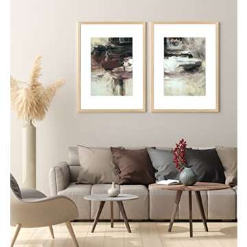 Yaetm 16x20 Picture Frame Matted to 11x14 Set of 2, Solid Oak Wood Poster Frame 16 x 20 inches, Wall Gallery Photo Frames for Horizontal and Vertical Wall Mounted (2 pack, Oak)