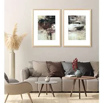 Yaetm Solid Oak Picture Frame 16x20 with Mat Set of 2