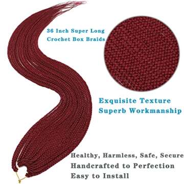 36 Inch Crochet Box Braids 8 Packs Box Braids Crochet Hair Pre Looped Goddess Box Braids Crochet Hai...