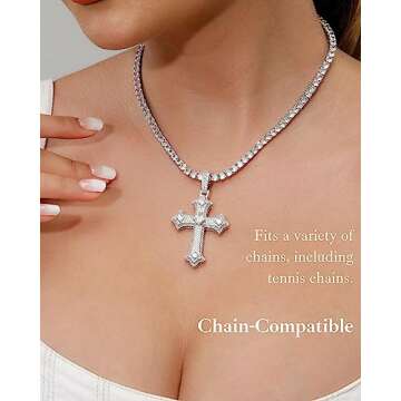 LuxeFlex Gold Plated Diamond Cross Necklace for Men Women
