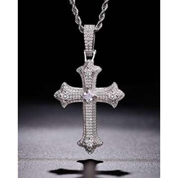 LuxeFlex Gold Plated Diamond Cross Necklace for Men Women
