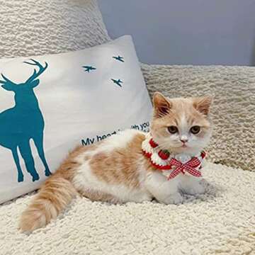 Cat Collar Breakaway Kitten Collar with Cute Bow Tie and Strawberry Pattern Comfortable for Kitty and Some Puppies (S)