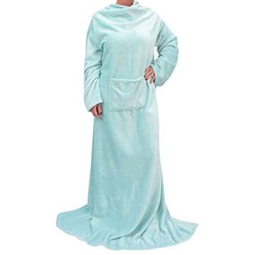 Catalonia Wearable Blanket with Sleeves and Pocket, Cozy Soft Fleece Mink Micro Plush Wrap Throws Blanket Robe for Women and Men