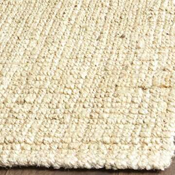 SAFAVIEH Natural Fiber Collection Area Rug - 9' x 12', Ivory, Handmade Farmhouse Jute, Ideal for High Traffic Areas in Living Room, Bedroom (NF730A)