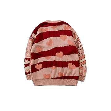 Vamtac Cow Knit Sweater Vintage Crewneck Cute Whale Dinosaur Retro Oversized Jumper Duck Aesthetic Sweatshirt Top 03-red