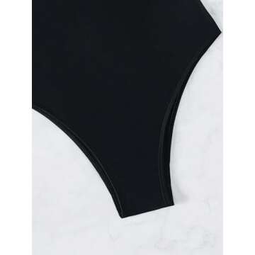 OYOANGLE Women's One Piece Swimsuit 3D Rose Cut Out V Neck High Waist Bathing Suit Monokini Black M