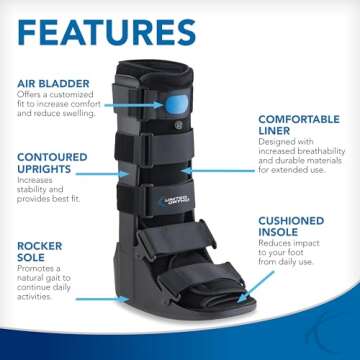 United Ortho Air Cam Walker Fracture Boot, Extra Large, Black