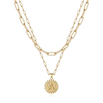 Stylish 14K Gold Layered Initial Necklace for Women