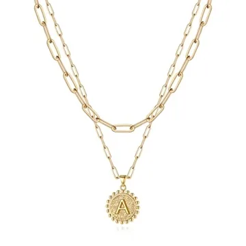 Gold Necklaces for Women , 14K Plated Layering Necklace Paperclip Link Choker Chain Personalized Lay...