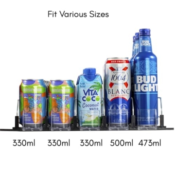 RULA Adjustable Fridge Drink Organizer 5 Rows Black