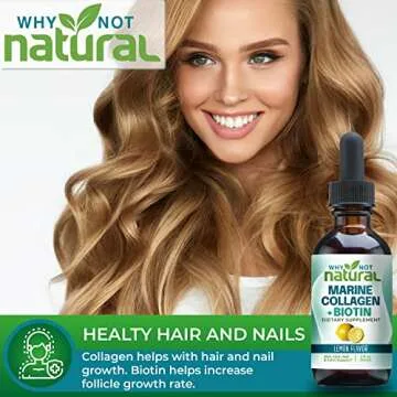 Why Not Natural Liquid Collagen for Women and Men with Biotin - Marine Collagen Elixir Plus Biotin Drops Supplements for Hair Growth, Skin, and Nails