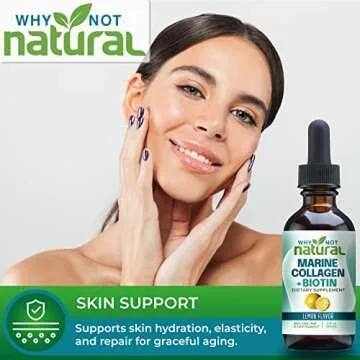 Why Not Natural Liquid Collagen for Women and Men with Biotin - Marine Collagen Elixir Plus Biotin Drops Supplements for Hair Growth, Skin, and Nails