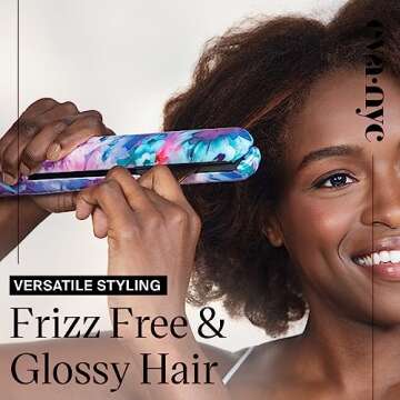 Eva NYC Healthy Heat Ceramic Hair Iron - 1.25 Inch Flat Iron for Versatile Styling