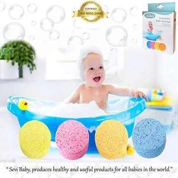 Sevi Baby Cellulose Bath Sponge,100% All Natural Pure Baby Bath Sponge, Biodegradable, Hypoallergenic, Soft & Absorbent Sponge For Baby's Skin, Made in Turkey (Pink)