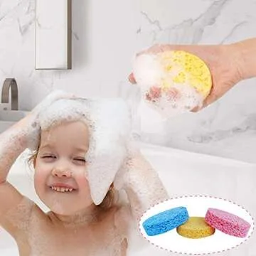 Sevi Baby Cellulose Bath Sponge,100% All Natural Pure Baby Bath Sponge, Biodegradable, Hypoallergenic, Soft & Absorbent Sponge For Baby's Skin, Made in Turkey (Pink)