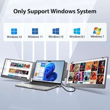 KYY Triple Laptop Screen Extender, 14" 1080P FHD IPS Dual Portable Extended Monitor, USB C Travel fo...